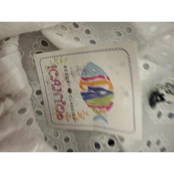 ICanToo Top Women Size XL White Eyelet Lace Button Up Capsule Cottage Romantic - Picture 7 of 10